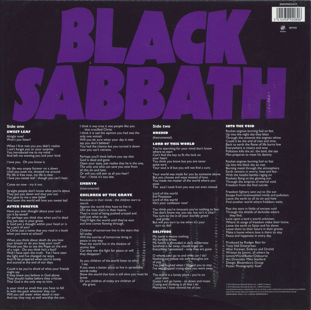 Black Sabbath Master Of Reality - 180gm Vinyl - Sealed UK vinyl LP album (LP record) 5414939920806