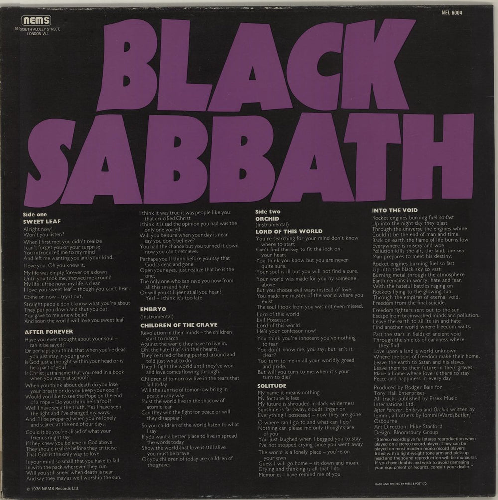 Black Sabbath Master Of Reality - Laminated UK vinyl LP album (LP record) BLKLPMA448119