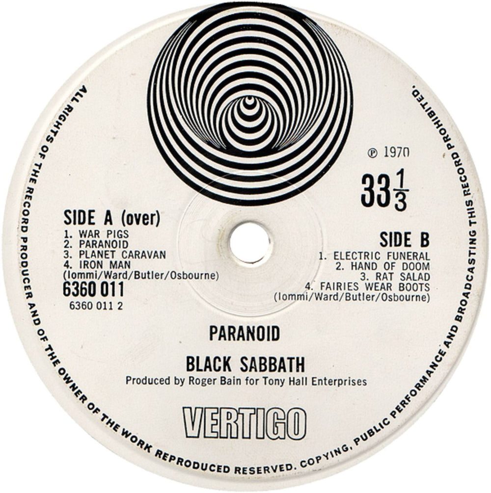 Black Sabbath Paranoid - 1st - VG UK vinyl LP album (LP record) BLKLPPA578974