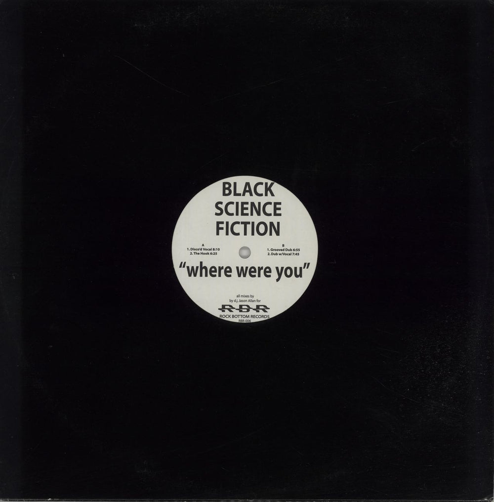 Black Science Fiction Where Were You US 12" vinyl single (12 inch record / Maxi-single) RBR-006