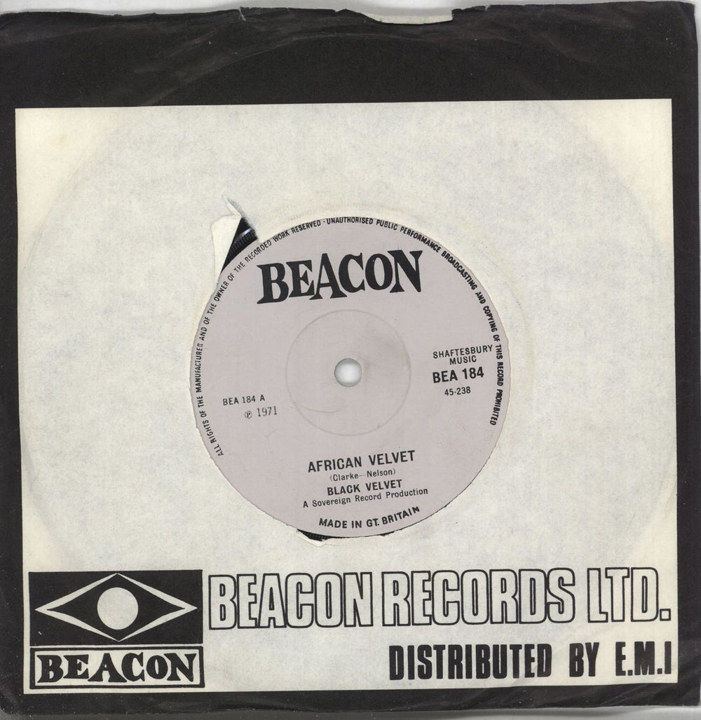 Black Velvet African Velvet - Solid UK 7" vinyl single (7 inch record / 45) BEA184