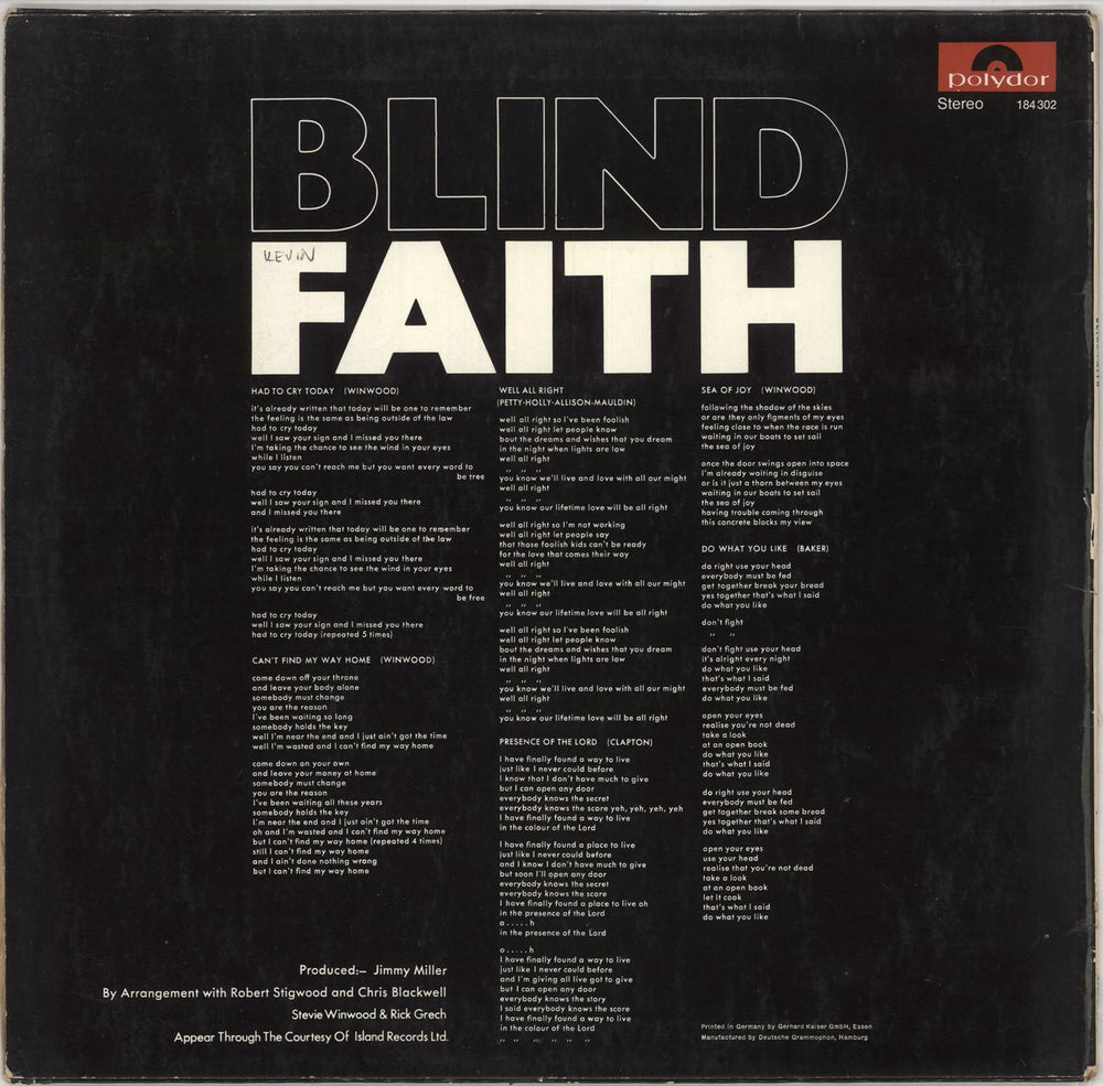 Blind Faith Blind Faith German vinyl LP album (LP record)