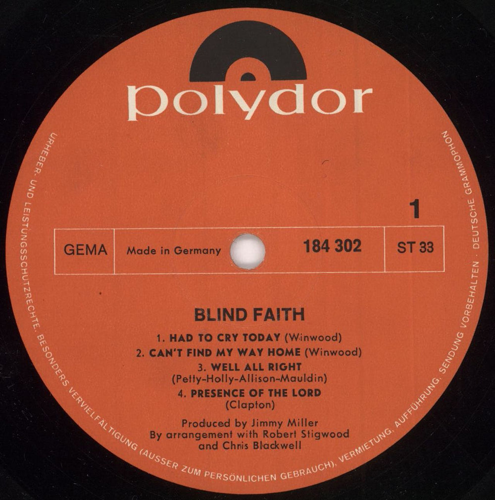 Blind Faith Blind Faith German vinyl LP album (LP record) B-FLPBL446317