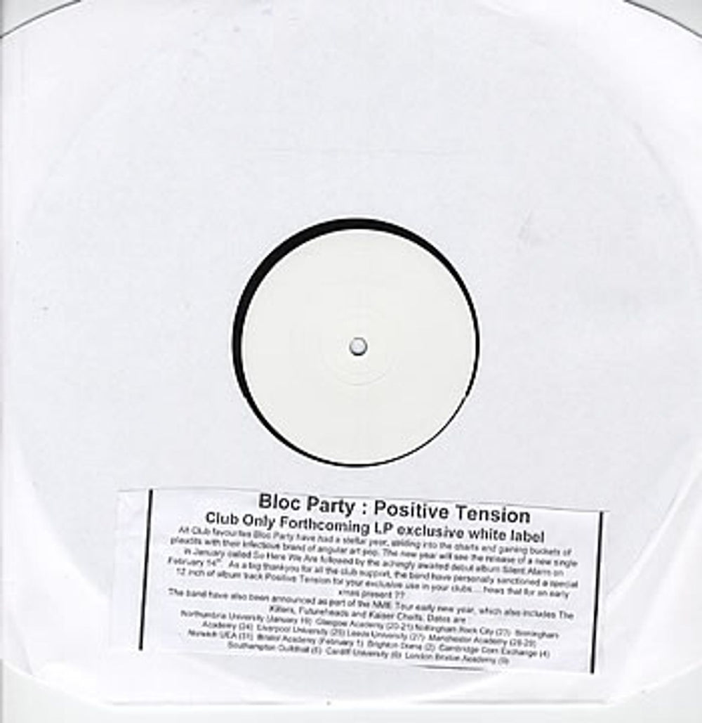 Bloc Party Positive Tension UK Promo 12" vinyl single (12 inch record / Maxi-single) WEBB072TP