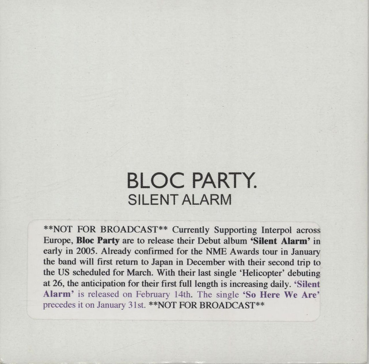 Bloc Party - Silent fashion Alarm Vinyl Record