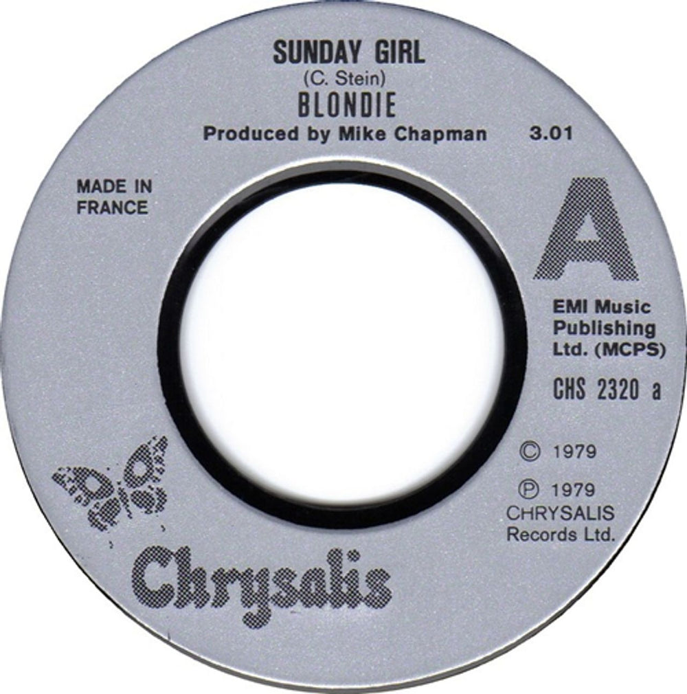 Blondie Sunday Girl French 7" vinyl single (7 inch record / 45) CHS2320