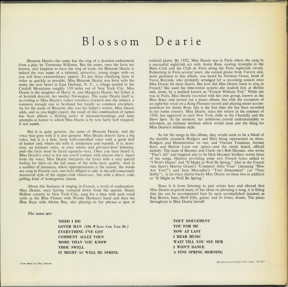 Blossom Dearie Blossom Dearie Japanese vinyl LP album (LP record)