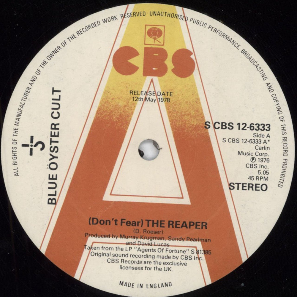 Blue Oyster Cult (Don't Fear) The Reaper - A Label UK Promo 12" vinyl single (12 inch record / Maxi-single) BOC12DO797101