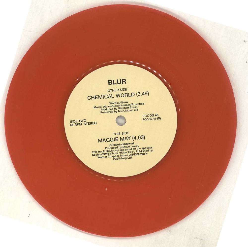 Blur Chemical World - Red Vinyl UK 7" vinyl single (7 inch record / 45) BLR07CH31617