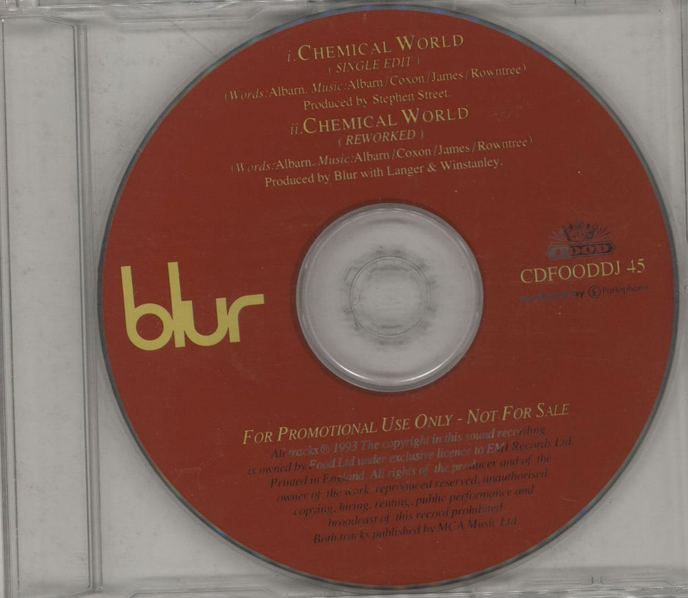 Blur Chemical World UK Promo CD single (CD5 / 5") CDFOODDJ45