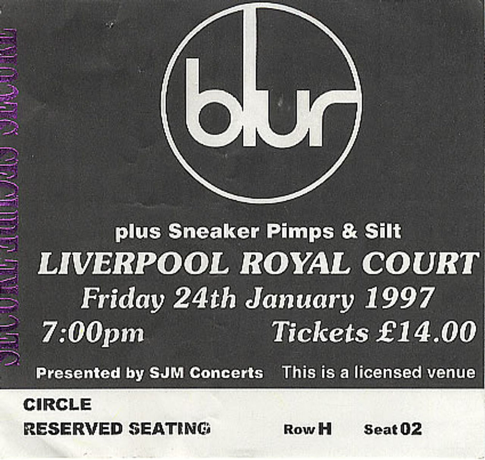 Blur Liverpool Royal Court UK concert ticket USED TICKET