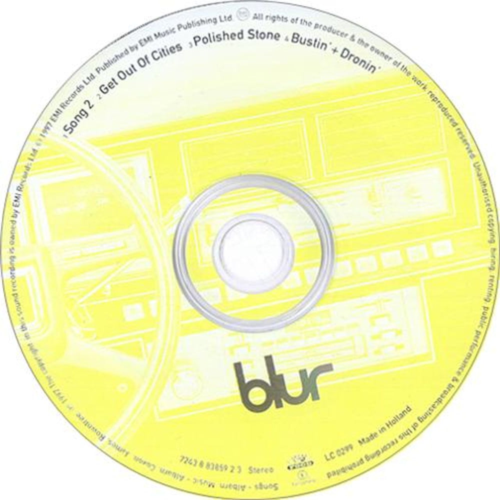 Blur Song 2 Dutch CD single (CD5 / 5") BLRC5SO83454