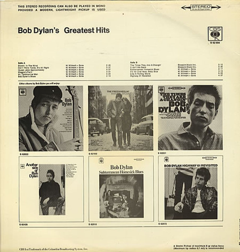 Bob Dylan Bob Dylan's Greatest Hits Dutch vinyl LP album (LP record) DYLLPBO324671