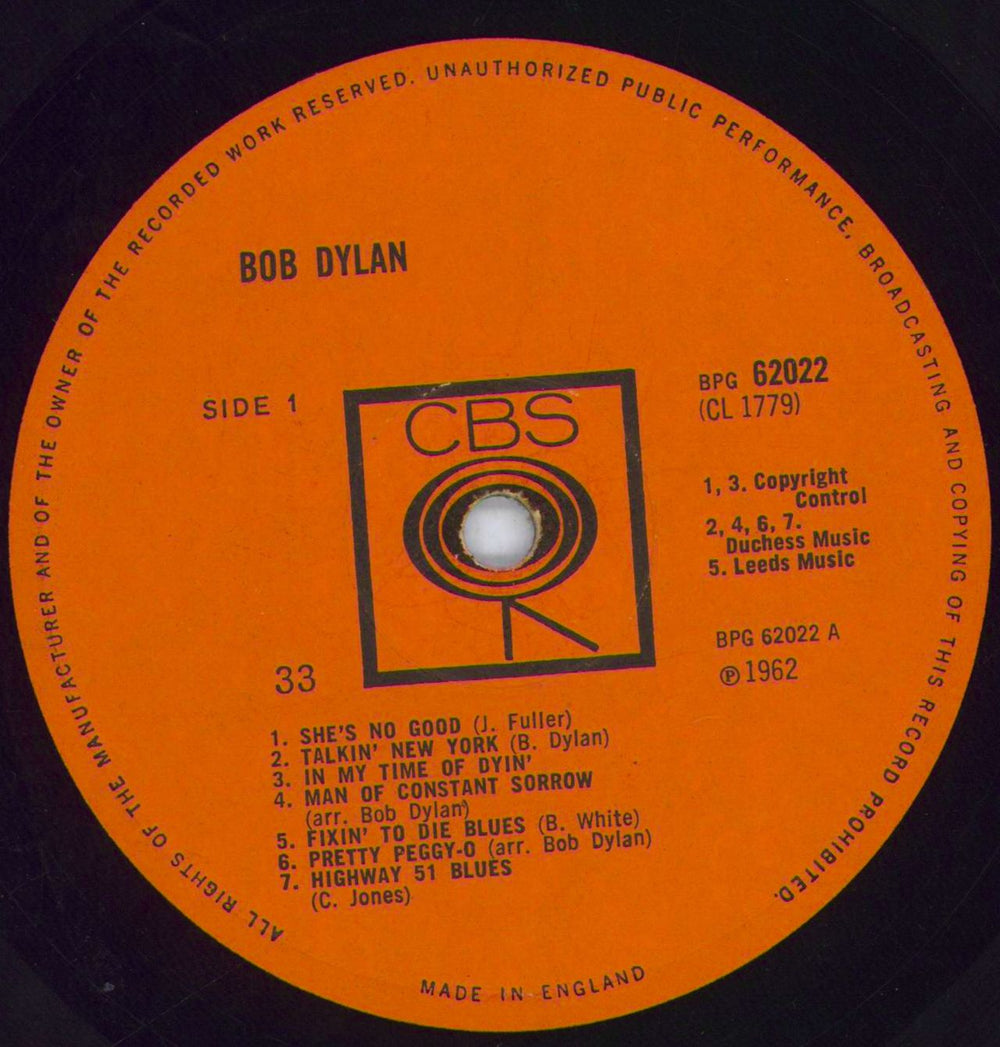 Bob Dylan Bob Dylan - VG - CBS Pressing UK vinyl LP album (LP record) DYLLPBO570270