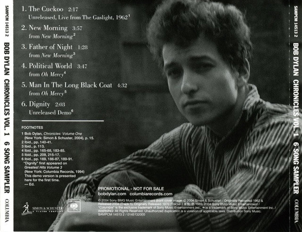 Bob Dylan Chronicles Vol.1 - 6 Song Sampler Austrian Promo CD single (CD5 / 5")