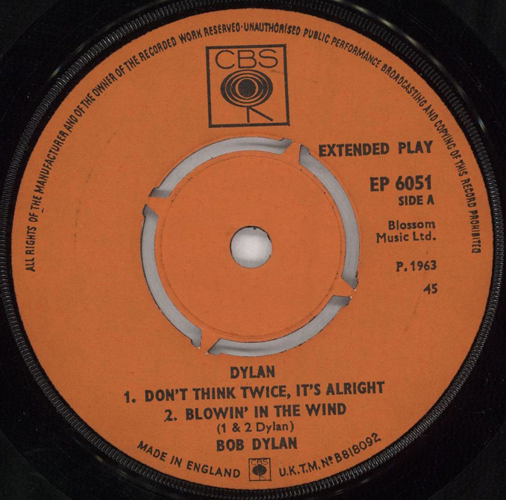 Bob Dylan Dylan EP - 2nd - 4pr - EX UK 7" vinyl single (7 inch record / 45) DYL07DY753028