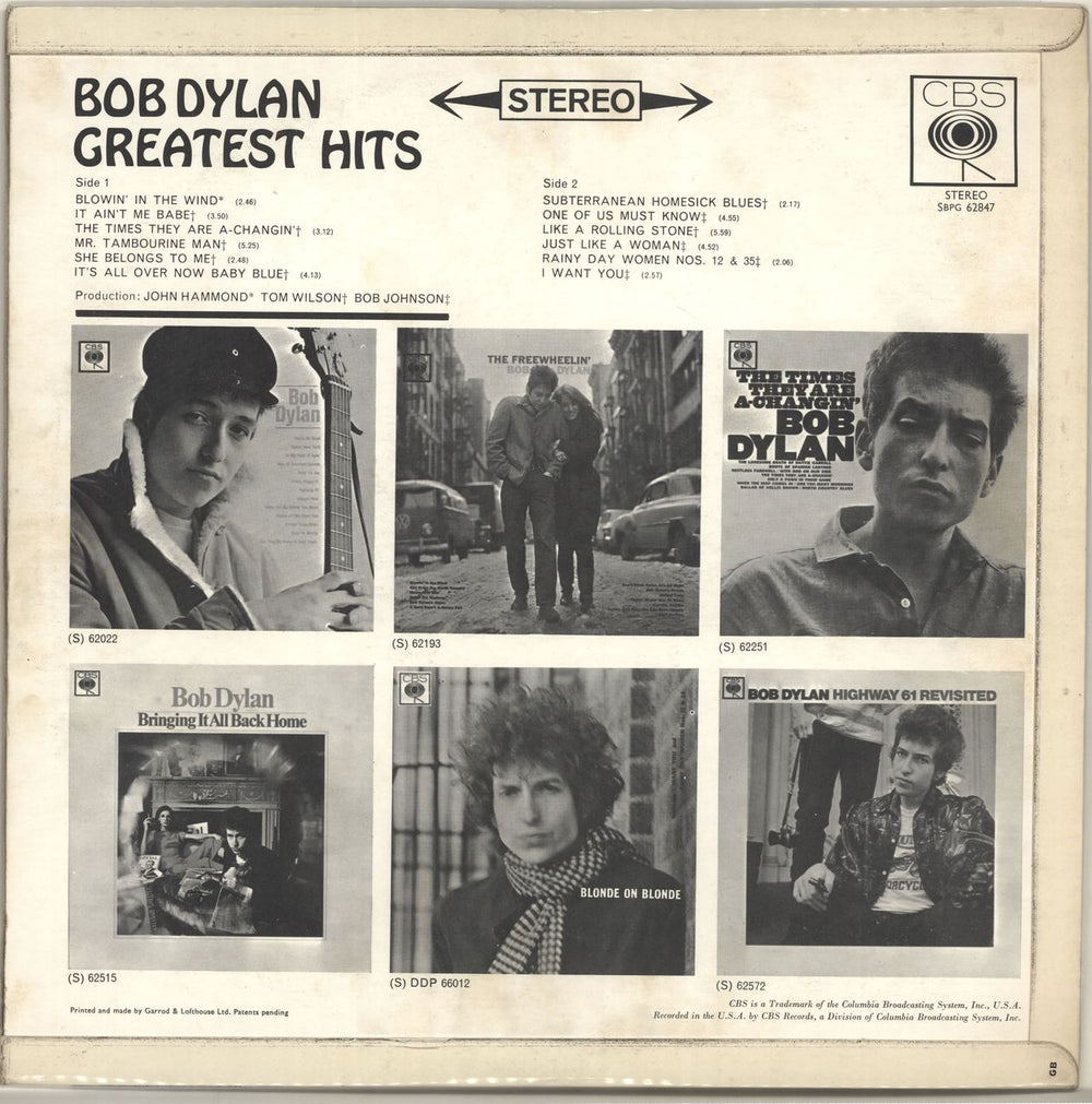 Bob Dylan Greatest Hits - 1st Stereo UK vinyl LP album (LP record) DYLLPGR702872