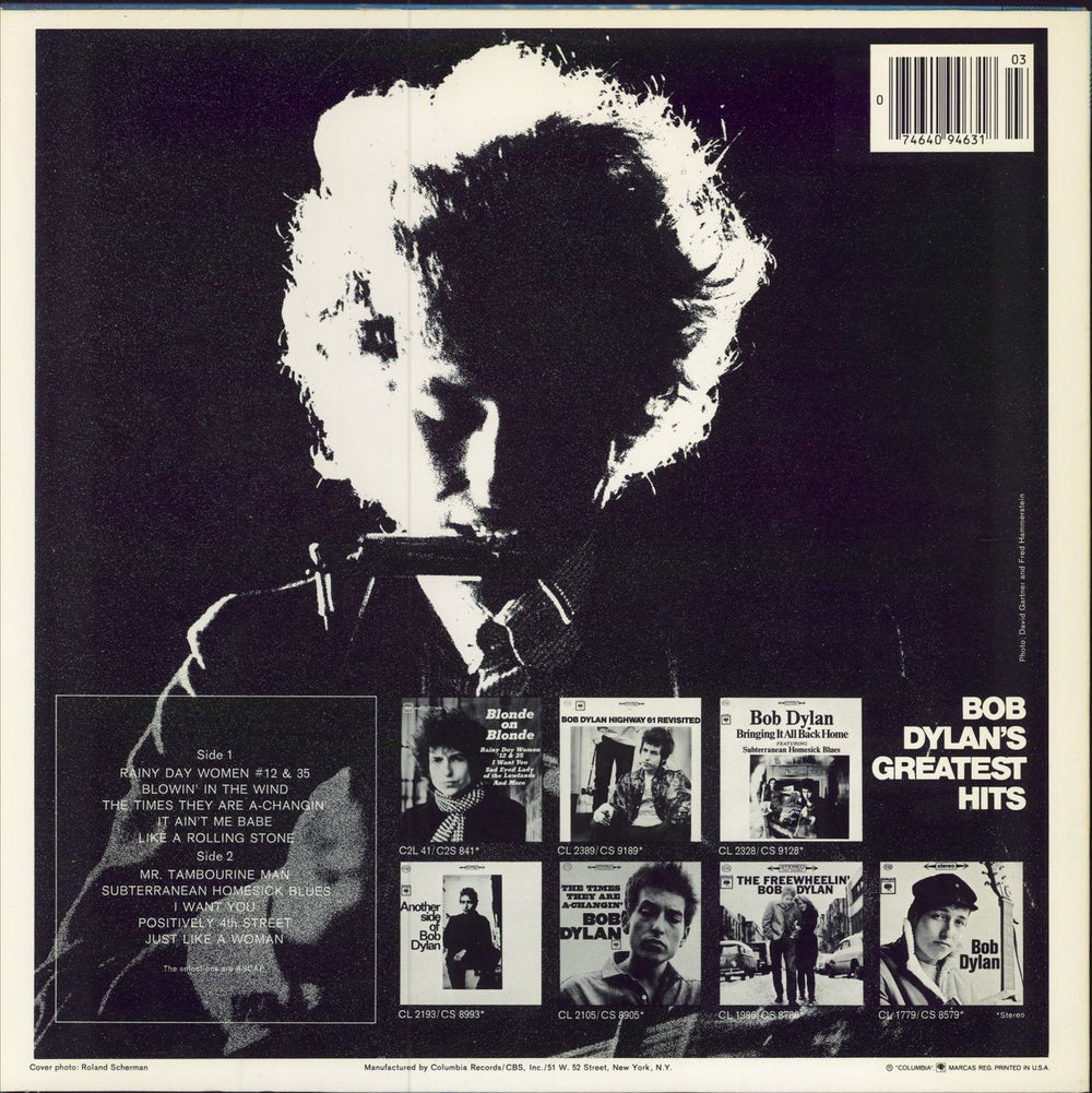 Bob Dylan Greatest Hits US vinyl LP album (LP record) 074640946318