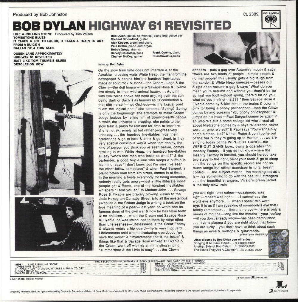 Bob Dylan Highway 61 Revisited: DeAgostini - 180gm UK vinyl LP album (LP record)