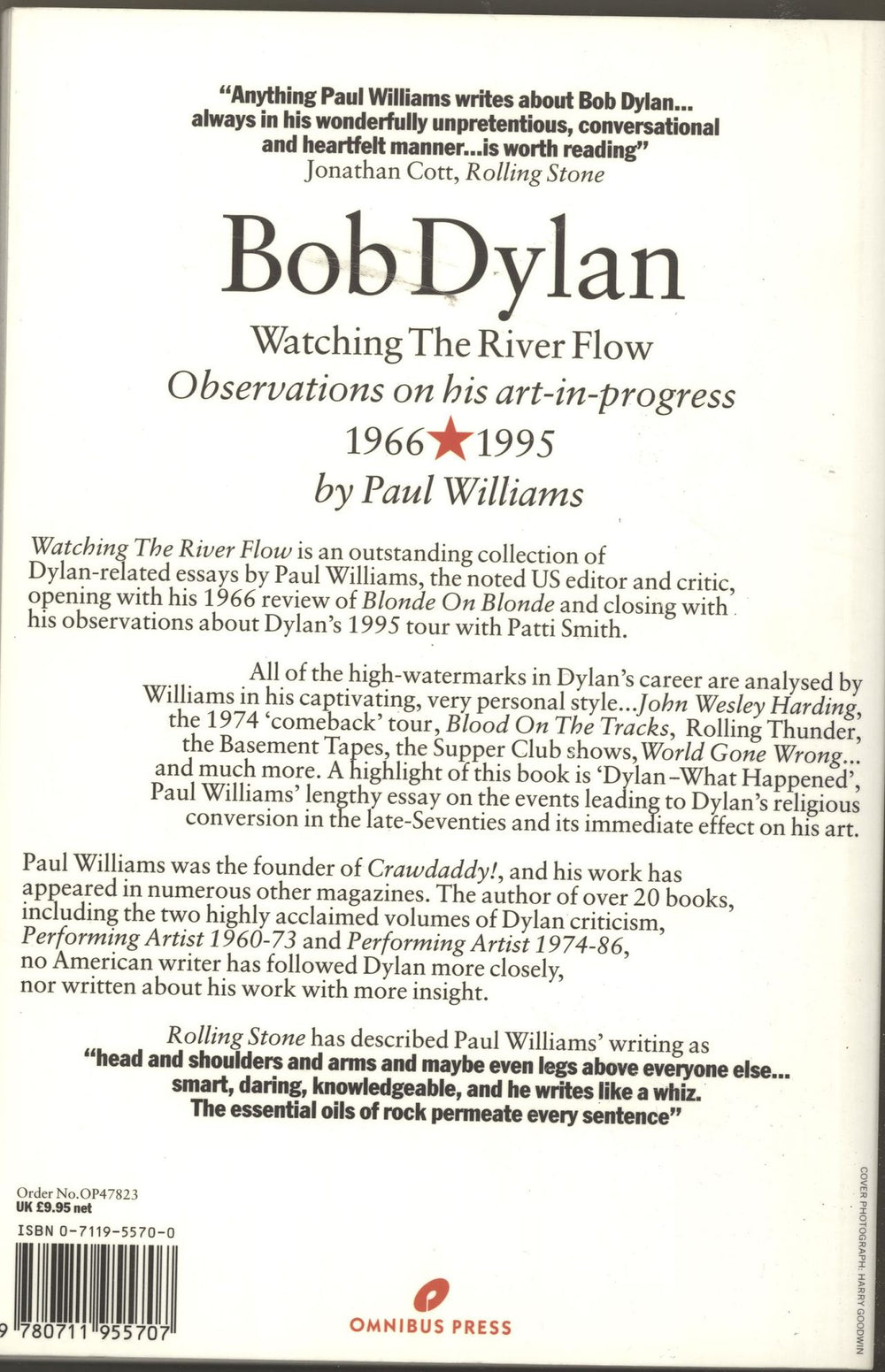 Bob Dylan Watching The River Flow UK book DYLBKWA695947