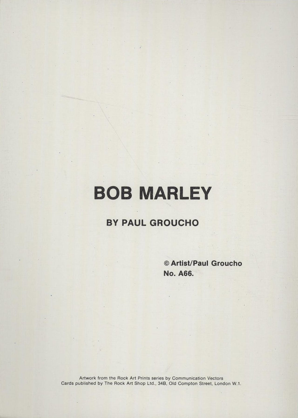 Bob Marley & The Wailers Greeting Card UK memorabilia BMLMMGR675382