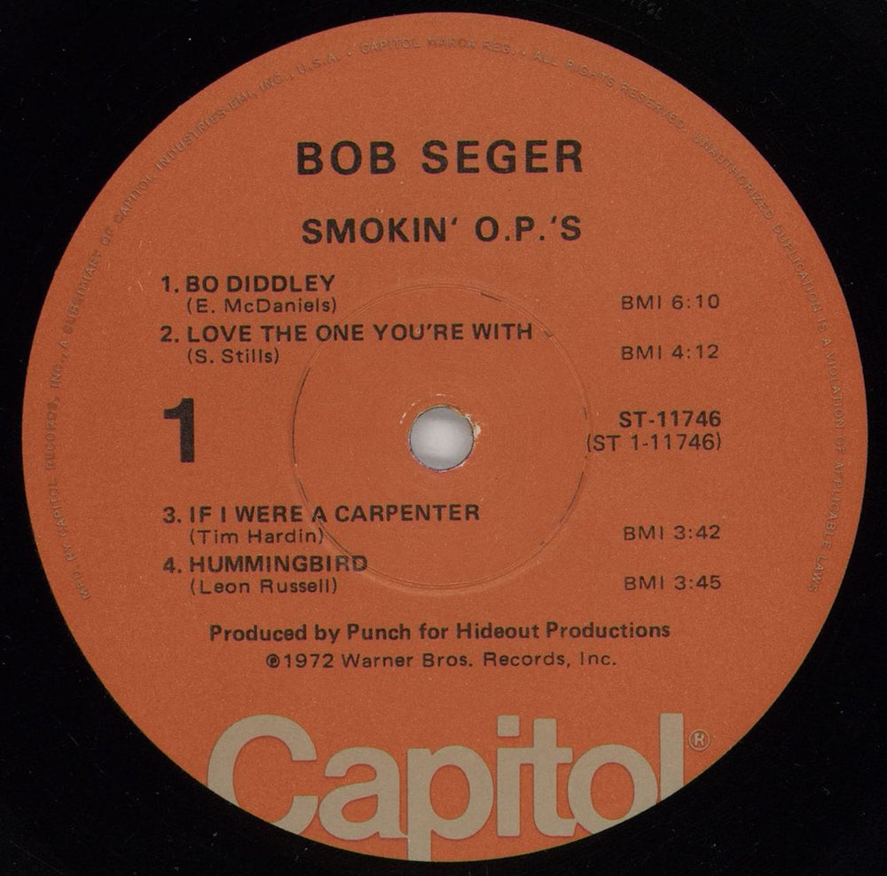 Bob Seger Smokin' O.P.'s US vinyl LP album (LP record) SEGLPSM759318