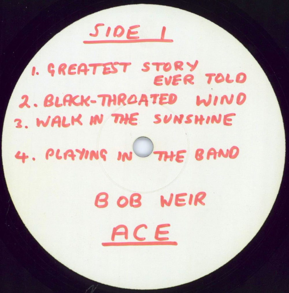 Bob Weir Ace - Test Pressing UK vinyl LP album (LP record) BWELPAC798654