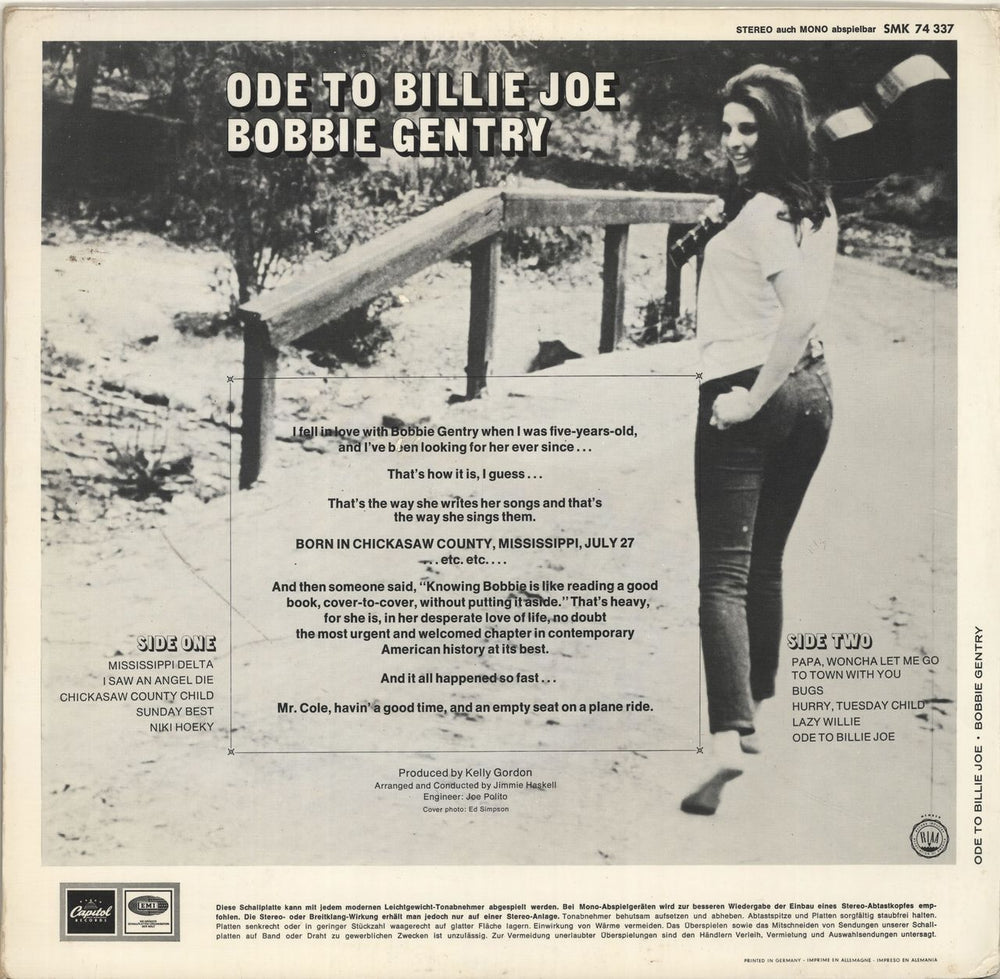 Bobbie Gentry Ode To Billie Joe German vinyl LP album (LP record)