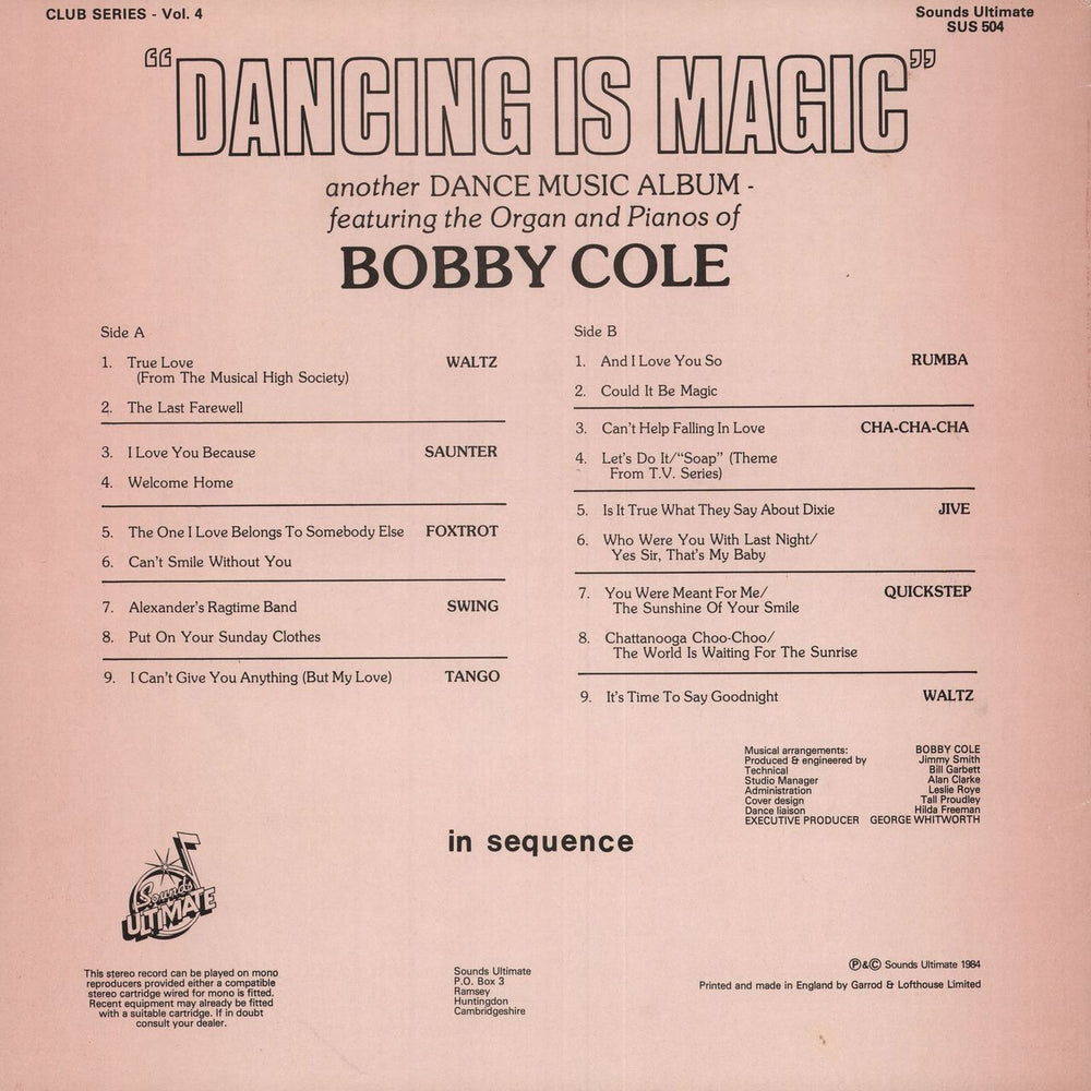 Bobby Cole Dancing Is Magic UK vinyl LP album (LP record)