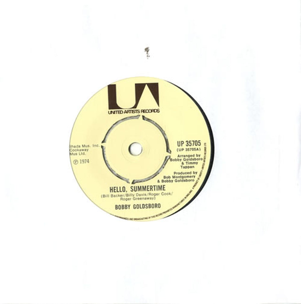 Bobby Goldsboro Hello, Summertime UK 7" vinyl single (7 inch record / 45) UP35705