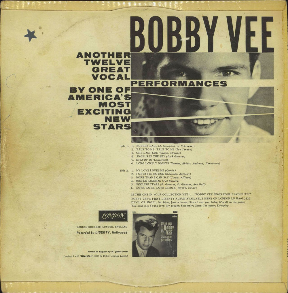 Bobby Vee Bobby Vee - Flipback - VG/EX UK vinyl LP album (LP record)