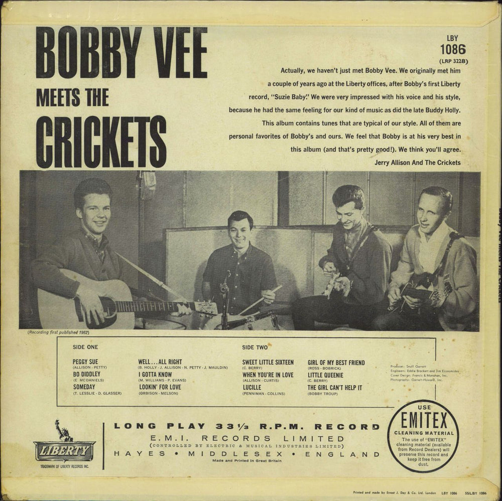 Bobby Vee Bobby Vee Meets The Crickets - EX UK vinyl LP album (LP record)