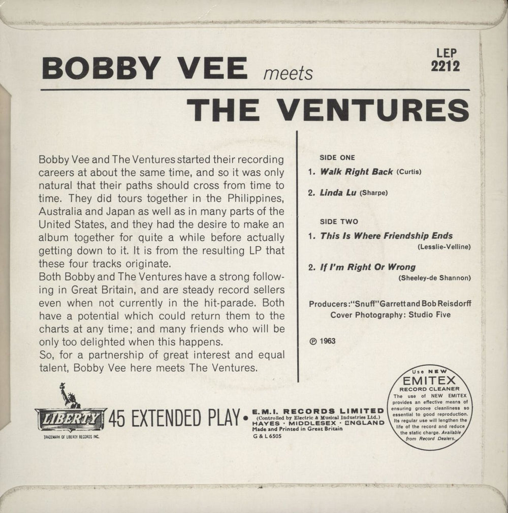 Bobby Vee Bobby Vee Meets The Ventures + P/S UK 7" vinyl single (7 inch record / 45)