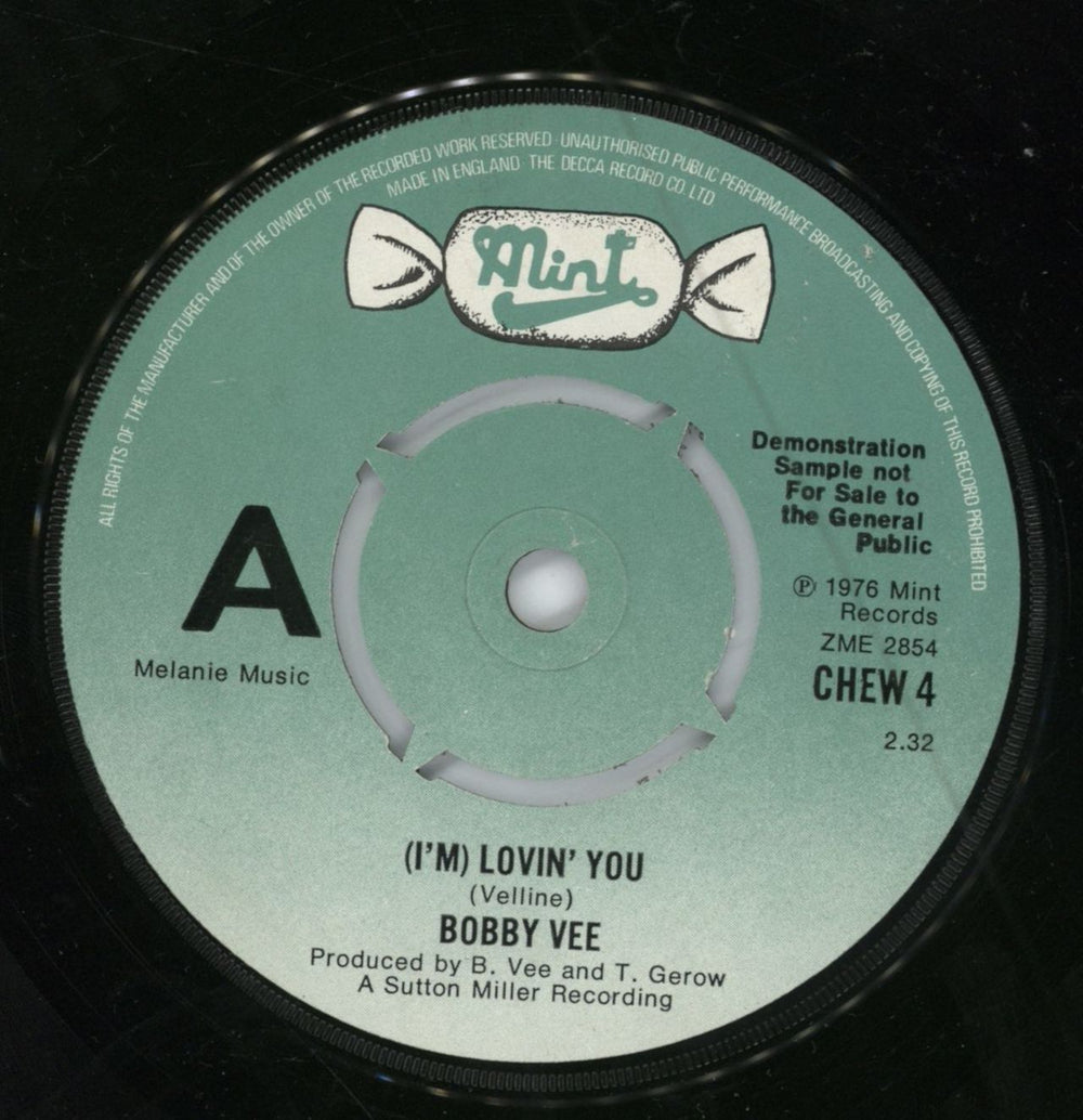 Bobby Vee (I'm) Lovin' You UK Promo 7" vinyl single (7 inch record / 45) CHEW4