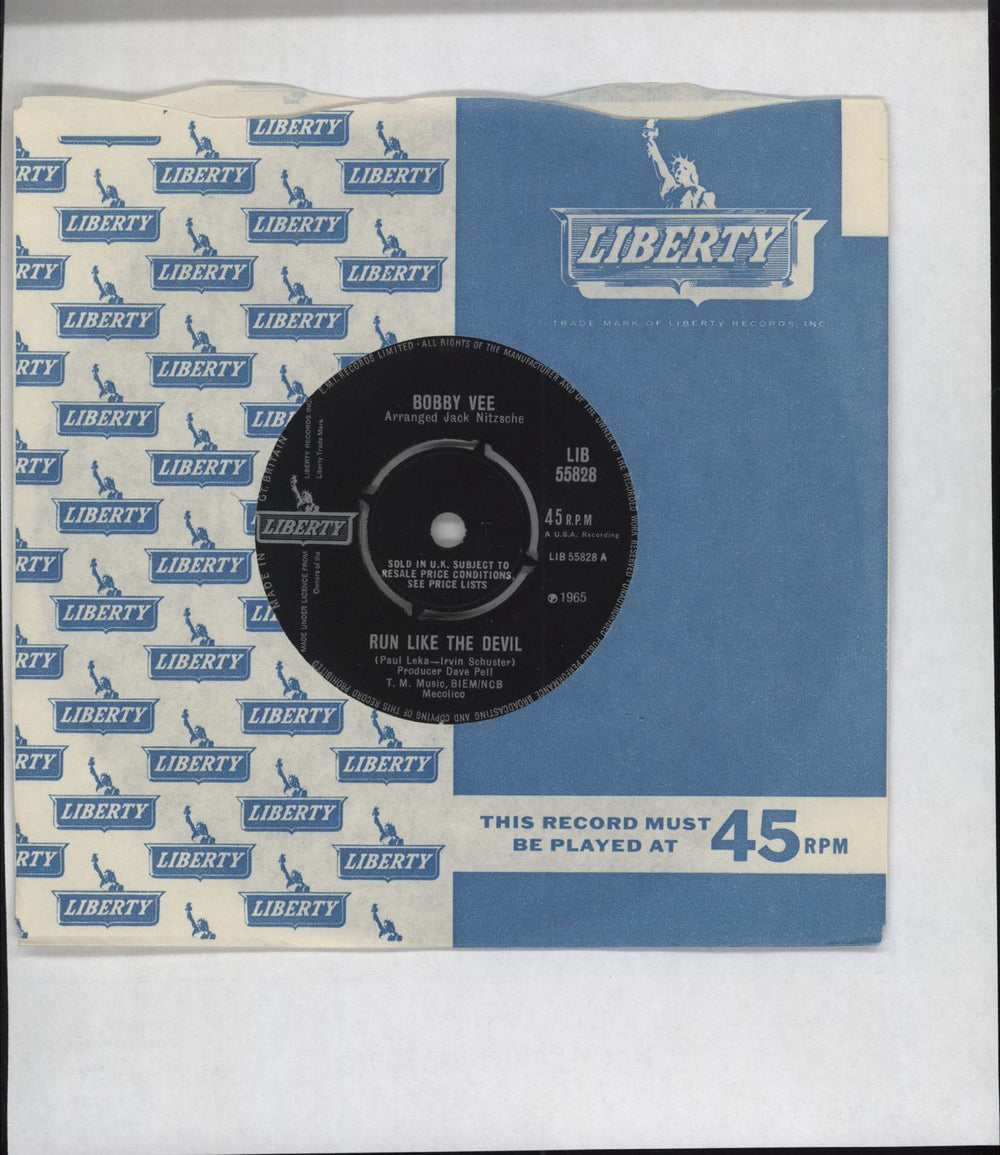 Bobby Vee Run Like The Devil UK 7" vinyl single (7 inch record / 45) LIB55828