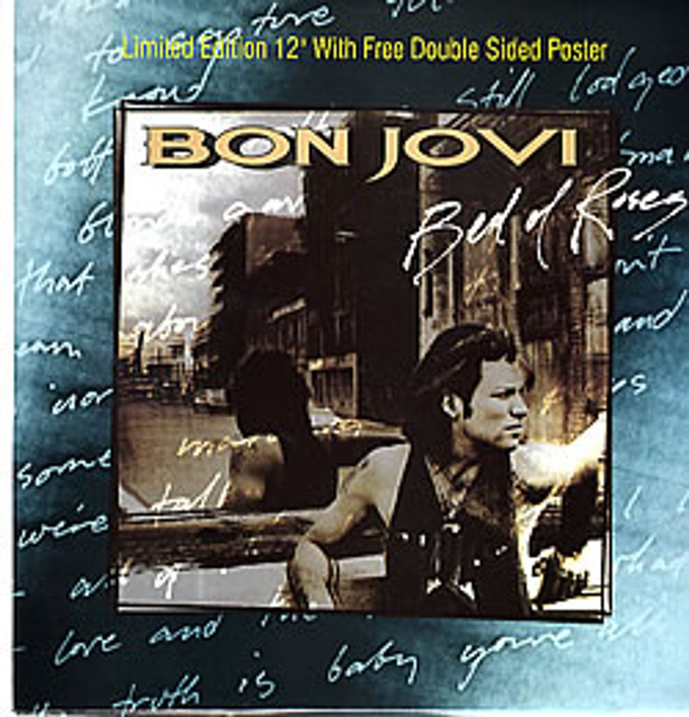 Bon Jovi Bed Of Roses + Poster UK 12" vinyl single (12 inch record / Maxi-single) JOVXP9