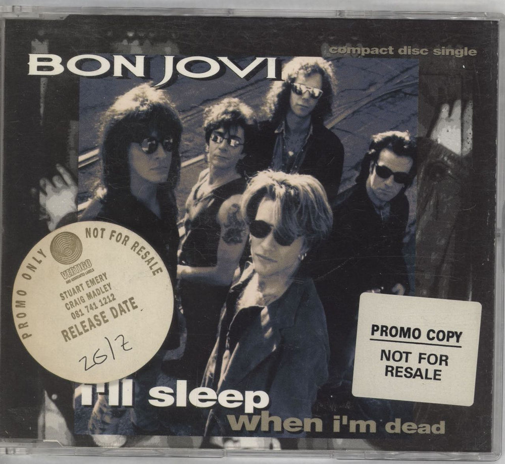 Bon Jovi I'll Sleep When I'm Dead UK Promo CD single (CD5 / 5") JOVDJ11