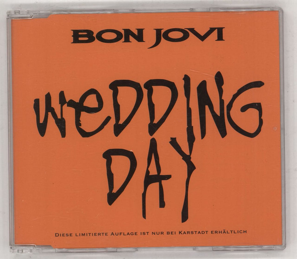 Bon Jovi Wedding Day - Orange Sleeve, Black Titles German Promo CD single (CD5 / 5") 852112-2