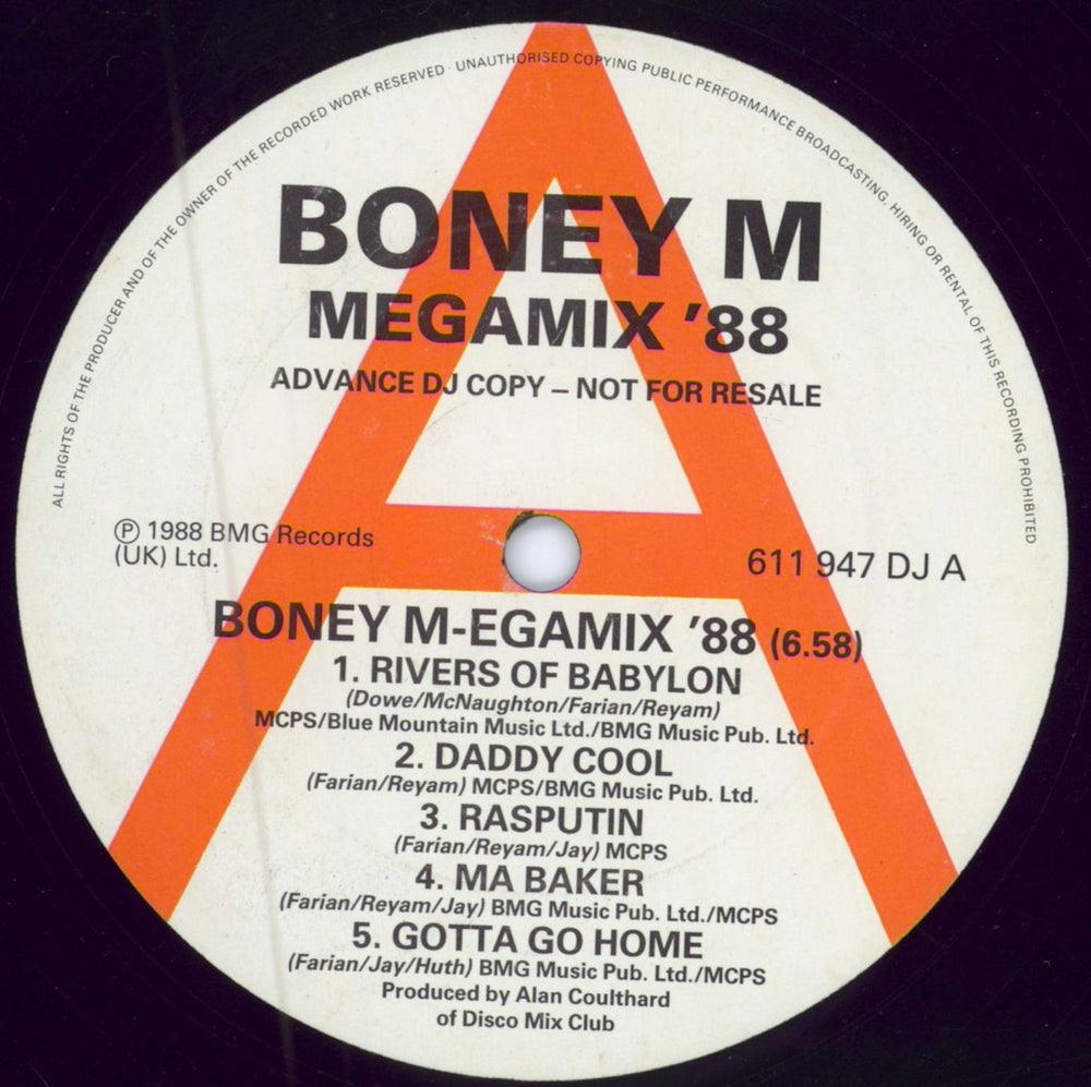 Boney M Megamix '88 UK Promo 12" vinyl single (12 inch record / Maxi-single) 611947DJ