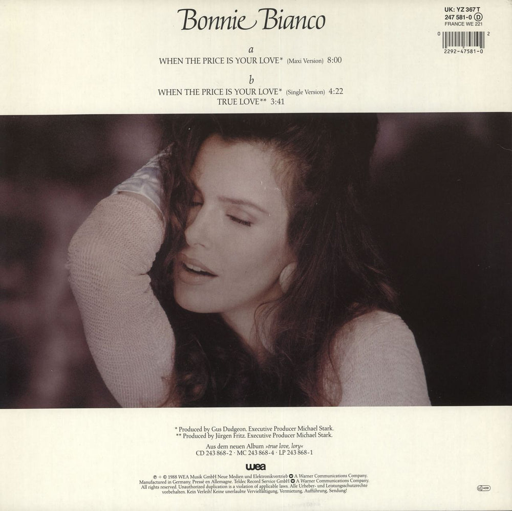 Bonnie Bianco When The Price Is Your Love German 12" vinyl single (12 inch record / Maxi-single)