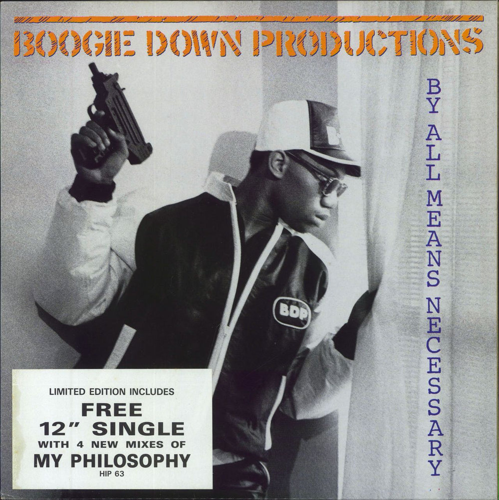 Boogie Down Productions By All Means Necessary + 12" UK vinyl LP album (LP record) HIP63