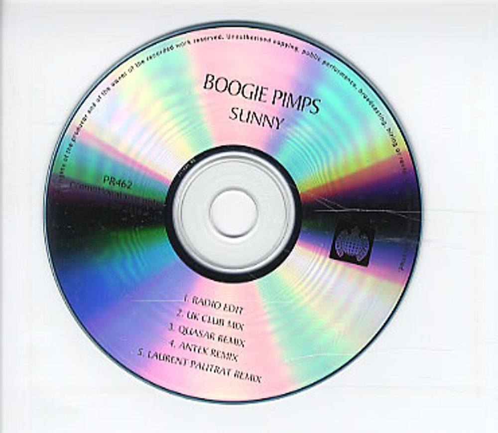 Boogie Pimps Sunny Australian Promo CD-R acetate CD-R ACETATE