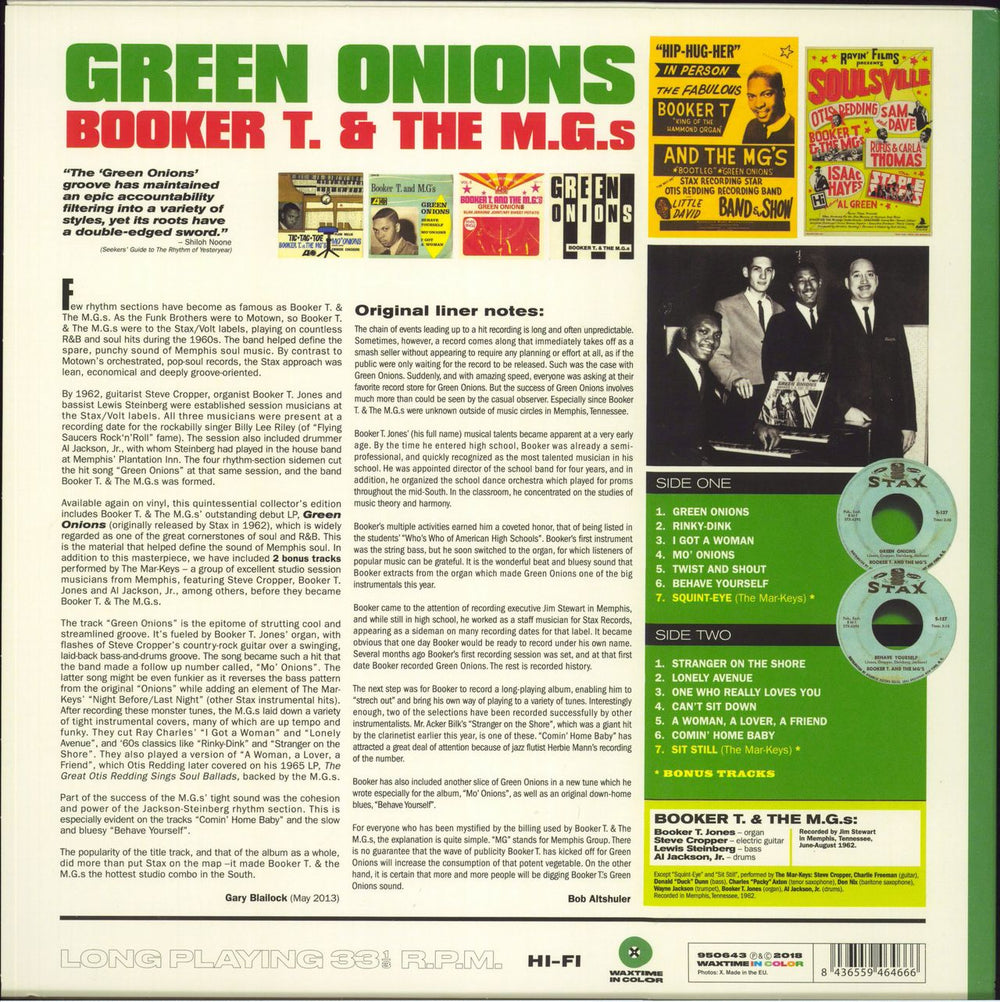 Booker T. & The M.G.'s Green Onions - Green Vinyl - 180g UK vinyl LP album (LP record) 8436559464666