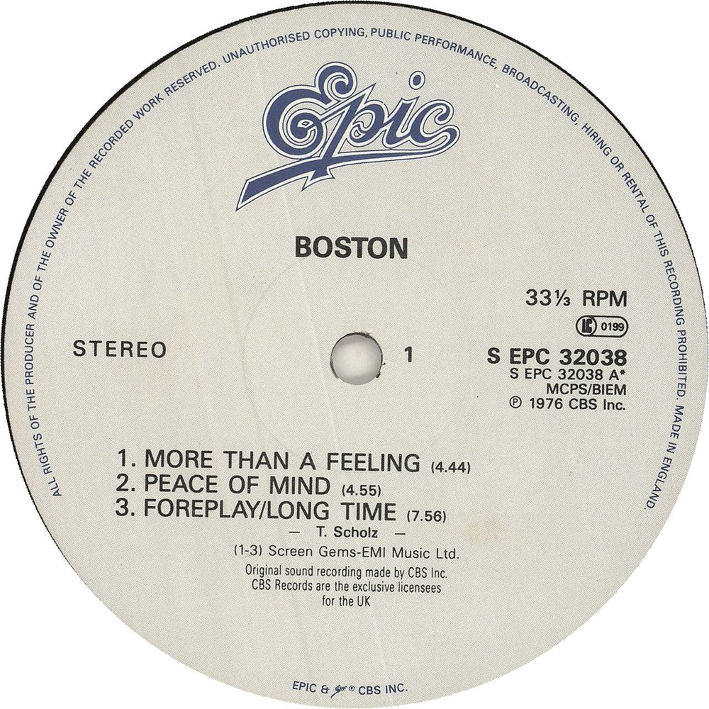 Boston Boston UK vinyl LP album (LP record) BOSLPBO383228