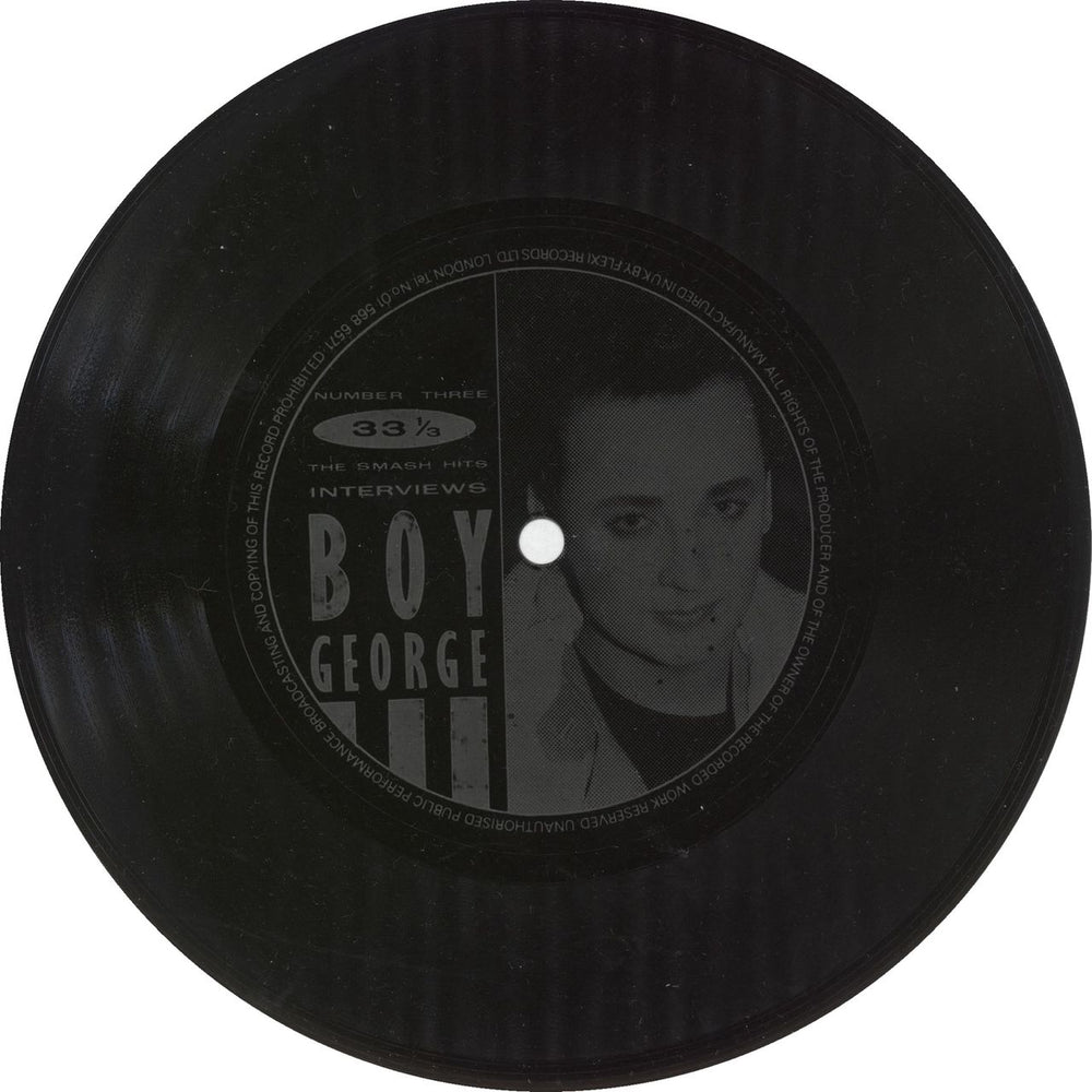 Boy George Interview Flexi UK Promo 7" vinyl single (7 inch record / 45) NUMBER 3