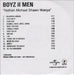 Boyz II Men Nathan Michael Shawn Wanya UK Promo CD-R acetate CD ACETATE