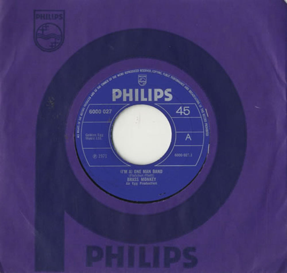 Brass Monkey (70s) (I'm A) One Man Band UK 7" vinyl single (7 inch record / 45) 6000027