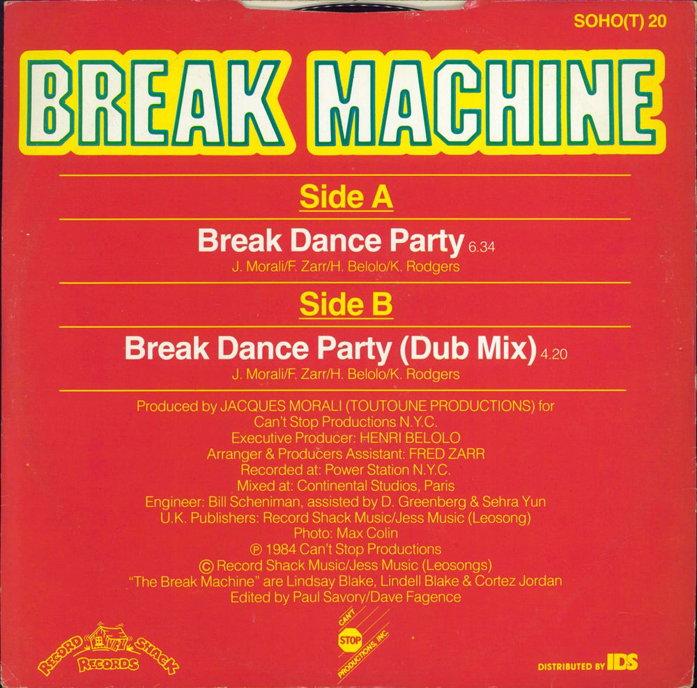 Break Machine Break Dance Party - Picture Sleeve UK 12" vinyl single (12 inch record / Maxi-single)