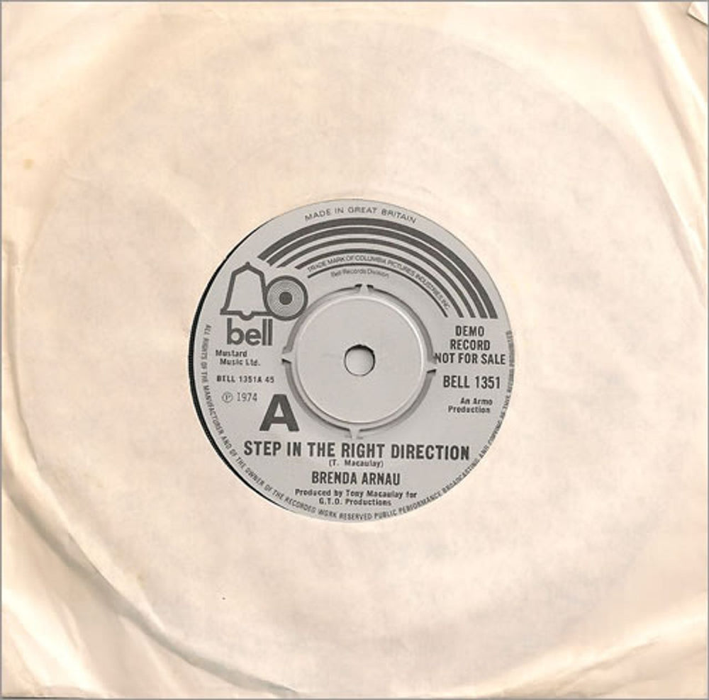 Brenda Arnau Step In The Right Direction UK Promo 7" vinyl single (7 inch record / 45) BELL1351