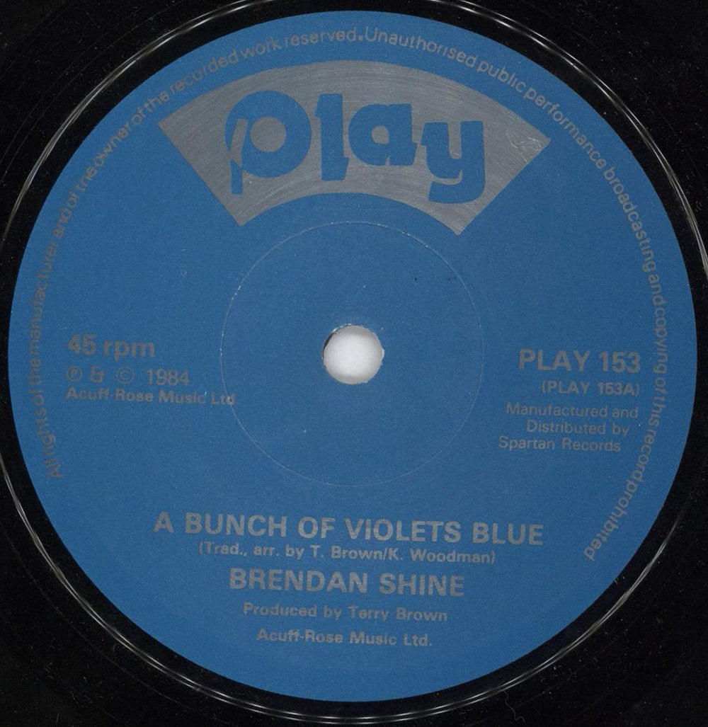 Brendan Shine A Bunch Of Violets Blue UK 7" vinyl single (7 inch record / 45) PLAY153